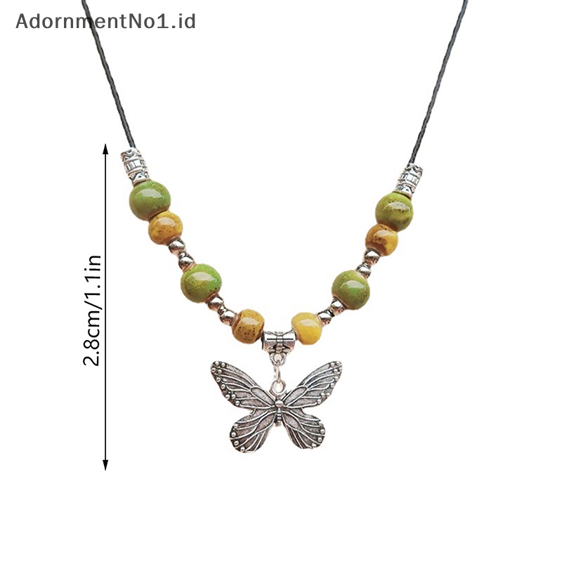 [AdornmentNo1] Bohemian Vintage kalung kupu manik keramik liontin Adjustable Bulk item