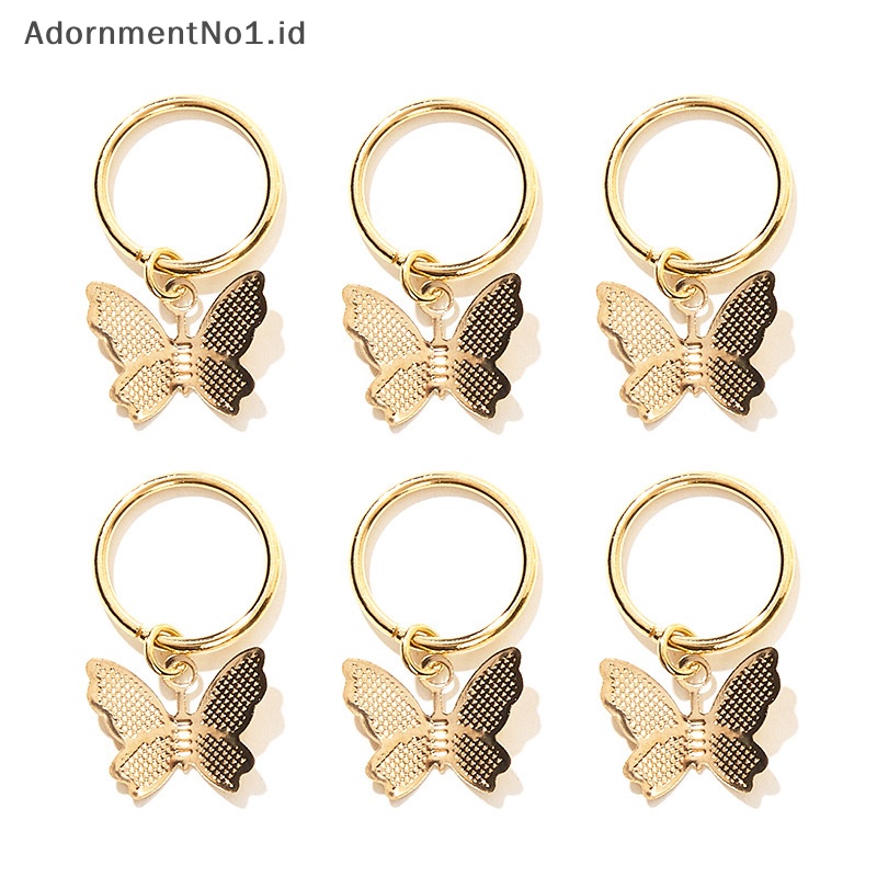 [AdornmentNo1] 6pcs jepit rambut liontin bintang kupu untuk wanita Trendy cincin logam hiasan kepala