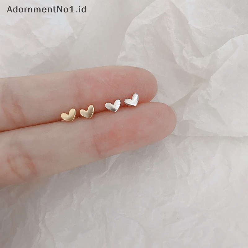 [AdornmentNo1] 1pasang anting tusuk Simple Fashion hati Mini warna emas perak gaya korea Ear Stud Jewelry untuk wanita Tiny Ear