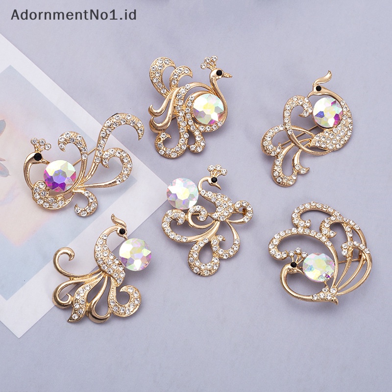 [AdornmentNo1] Fashion merak bros berlian imitasi ringan Alloy korsase aksesoris pakaian elemen hewan perhiasan untuk wanita Shiny Brooch