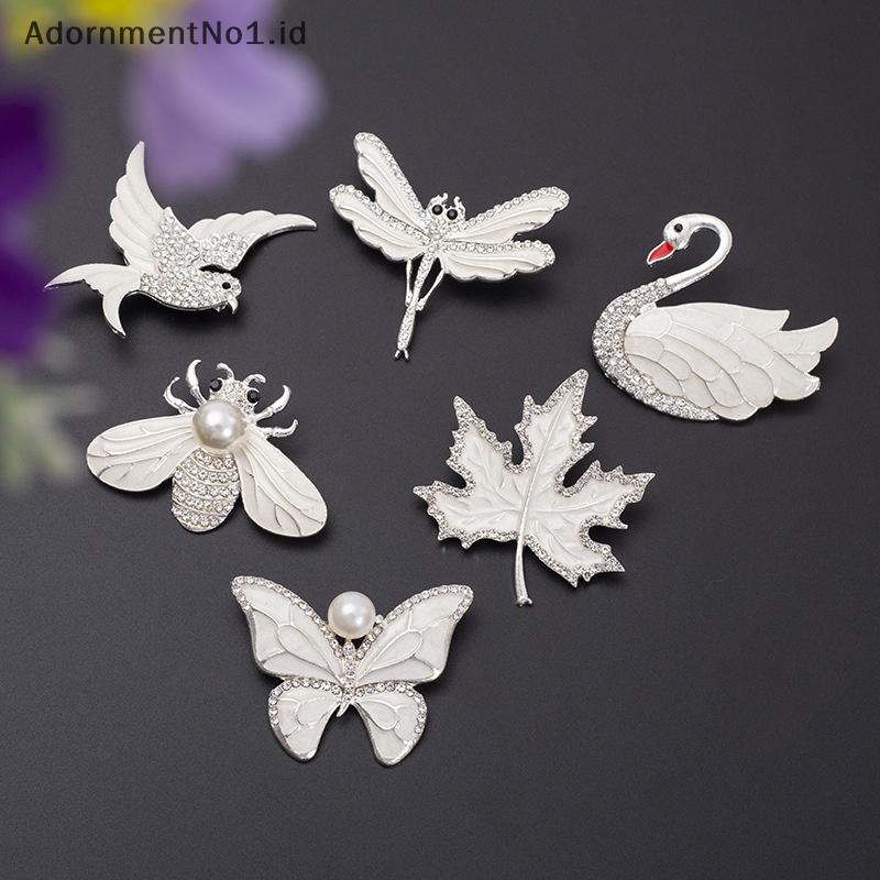 [AdornmentNo1] Animal Series Swan Brooch mutiara kupu bros wanita serbaguna aksesoris pakaian Maple Bee capung korsase ornamen