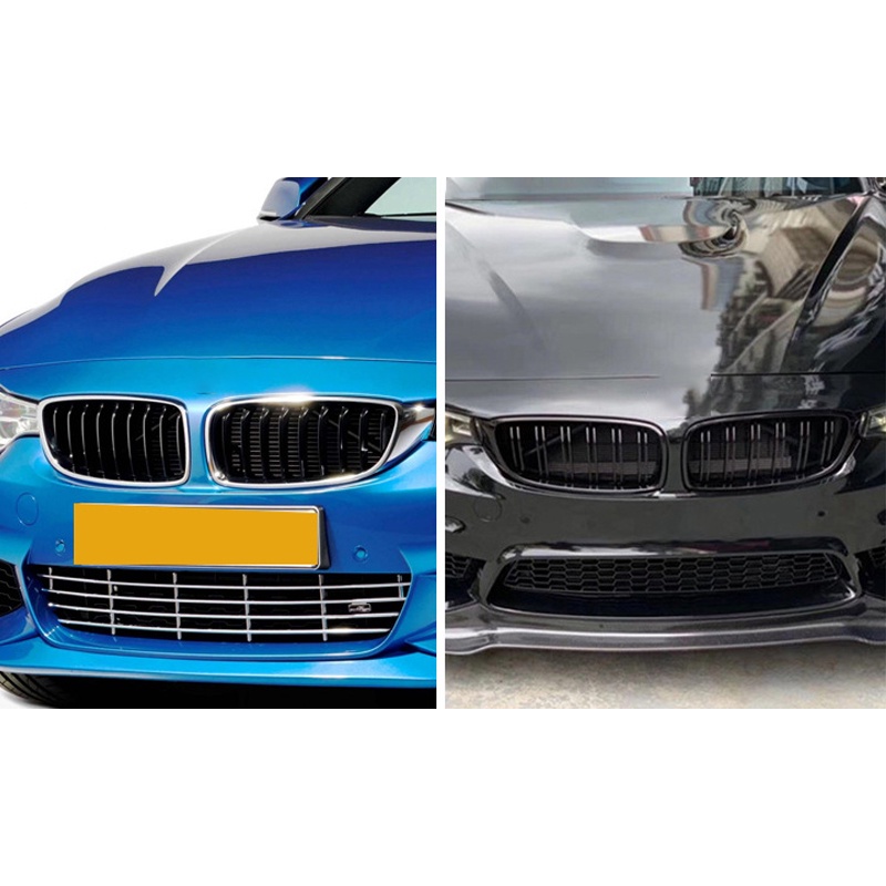 BMW Gloss Hitam Double Slat Grill Depan untuk BMW 4 Series F32 F33 F36 M3 F80 M4 F82 12-18 Suku Cadang Mobil