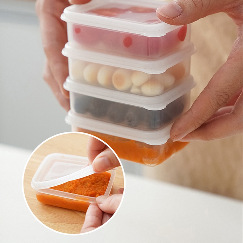 ღ Kotak Pemelihara Segar Kotak Tertutup Mini Kotak Makanan Tambahan Bayi Food Grade Jam Sub-Kemasan Kotak Sayuran Buah Penyelenggara Pemelihara Segar