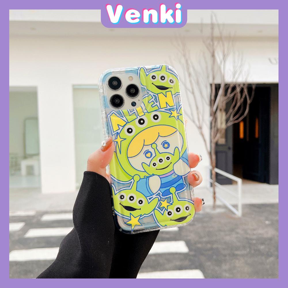 VENKI - Untuk iPhone 11 Case Bening Phone Case TPU Soft Airbag Shockproof Protection Camera Lucu Kartun Hijau Boneka Kompatibel dengan iPhone 14 13 Pro Max iPhone 12 Pro Max XR XS 7 8