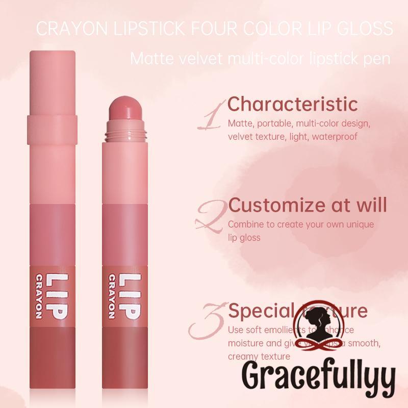 [COD]CAPPUVINI Lipstik 4in1 Matte Velvet Lip Gloss 4 Warna Waterproof Long Lasting-GY