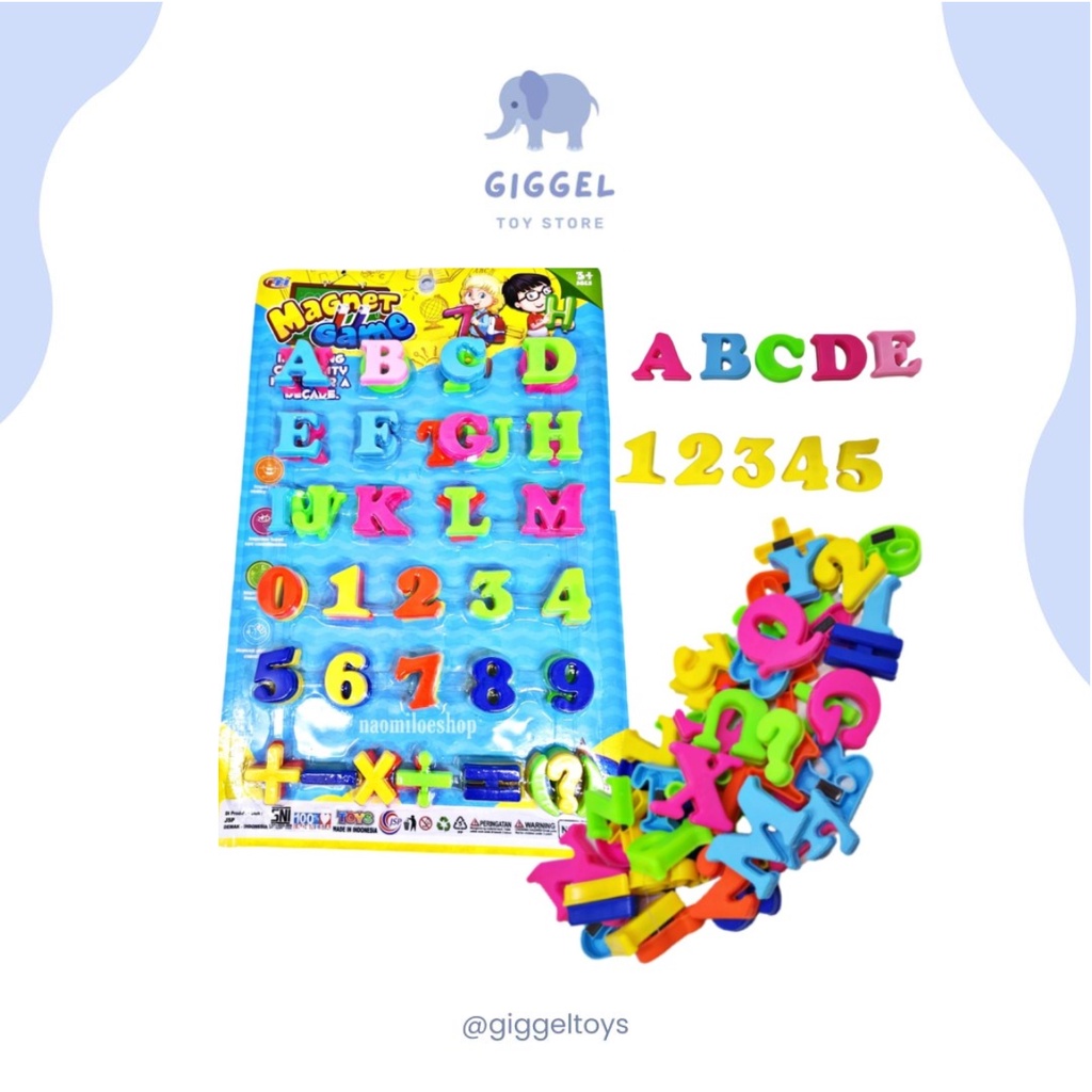 [ Giggel ]  Magnet Game / Magnet Alphabet / Mainan Tempel Kulkas Huruf Angka SNI / Mainan Abjad Dan Number Tempel / Mainan Belajar Baca Dan Hitung / Mainan Matematika Magnetajar Baca Dan Hitung / Mainan Matematika Magnet