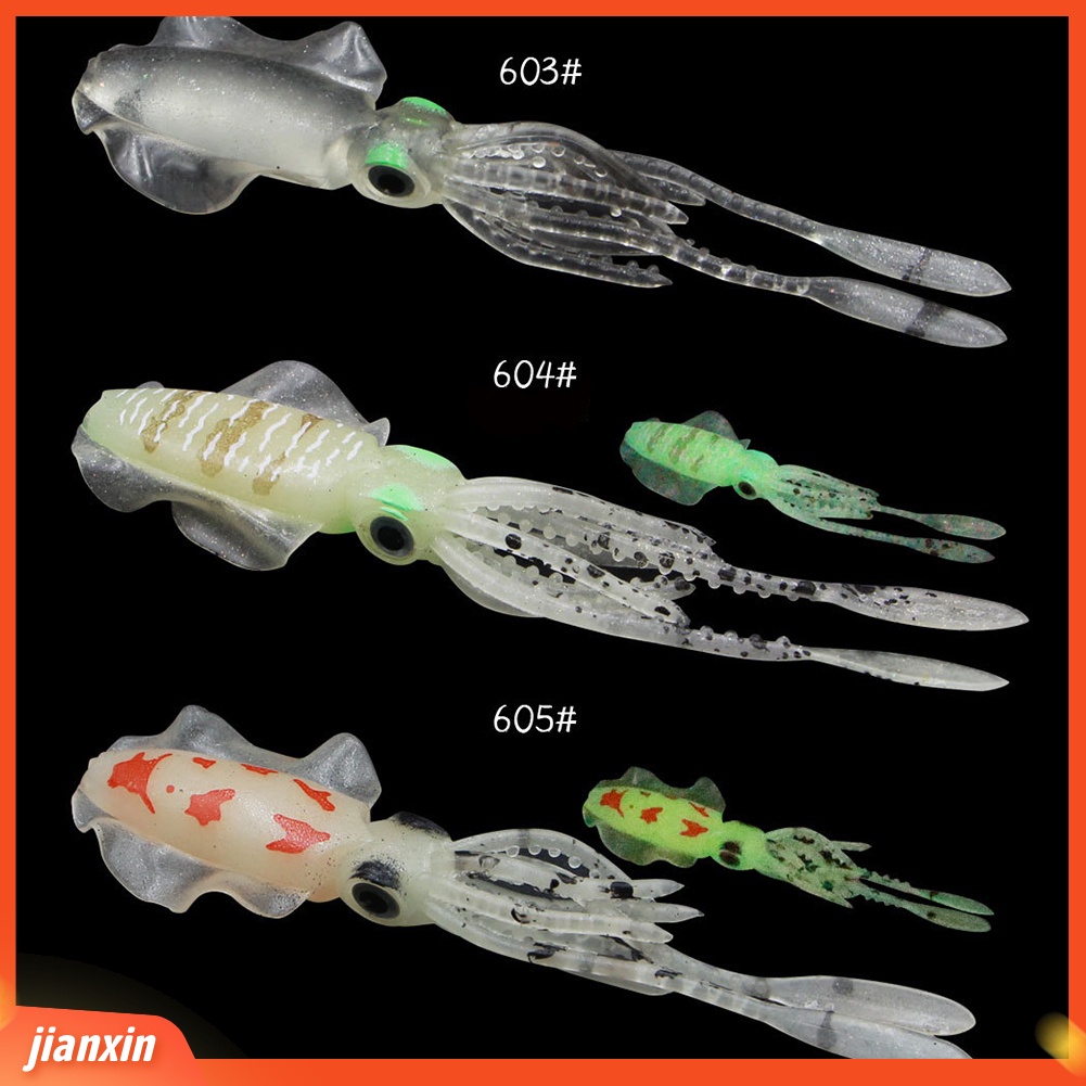 (In Stock) Cumi Cumi Buatan Bentuk Ikan Bandel Malam Memancing Umpan Lembut Tackle Aksesori