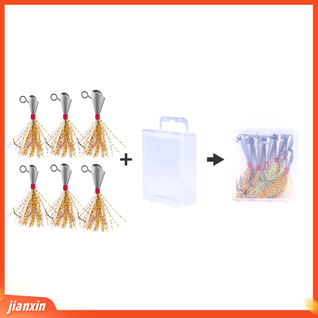 (In Stock) 6Pcs /Set 3.5g /5.5g /9g Kail Pancing Tajam Single Head Metal Jig Head Cast Assist Fishing Barbed Hook Untuk Outdoor