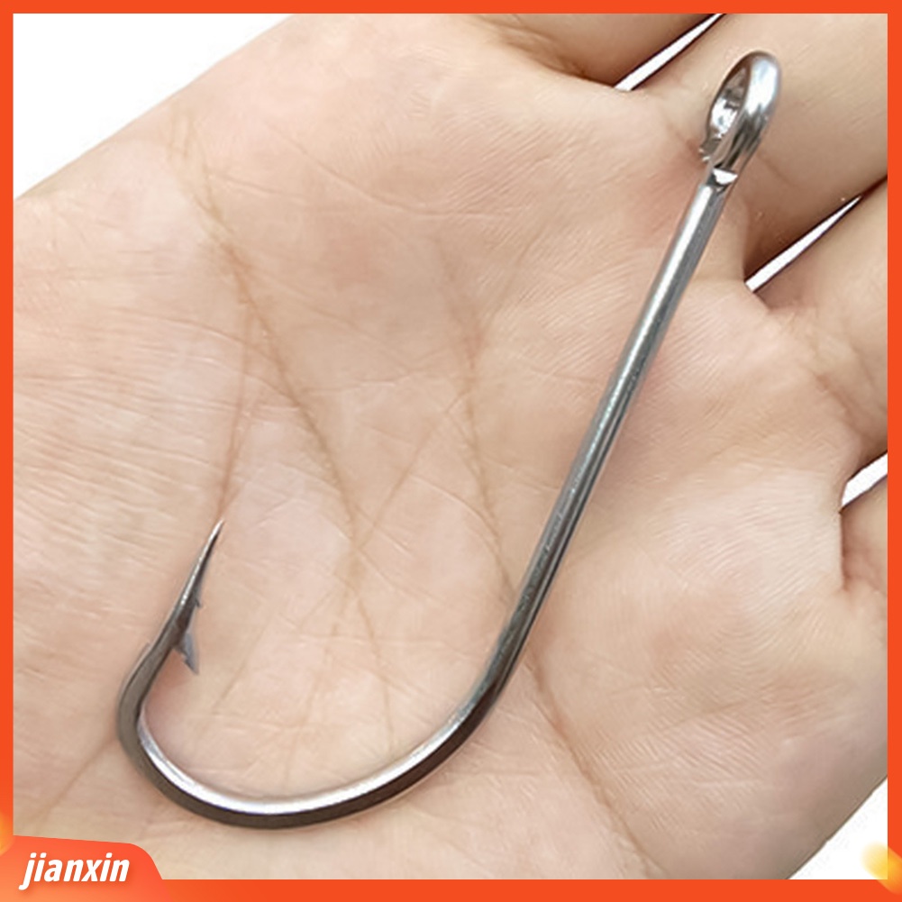 (In Stock) 50Pcs Stainless Steel Shank Panjang Air Asin Pancing Hook Tackle Alat Aksesoris