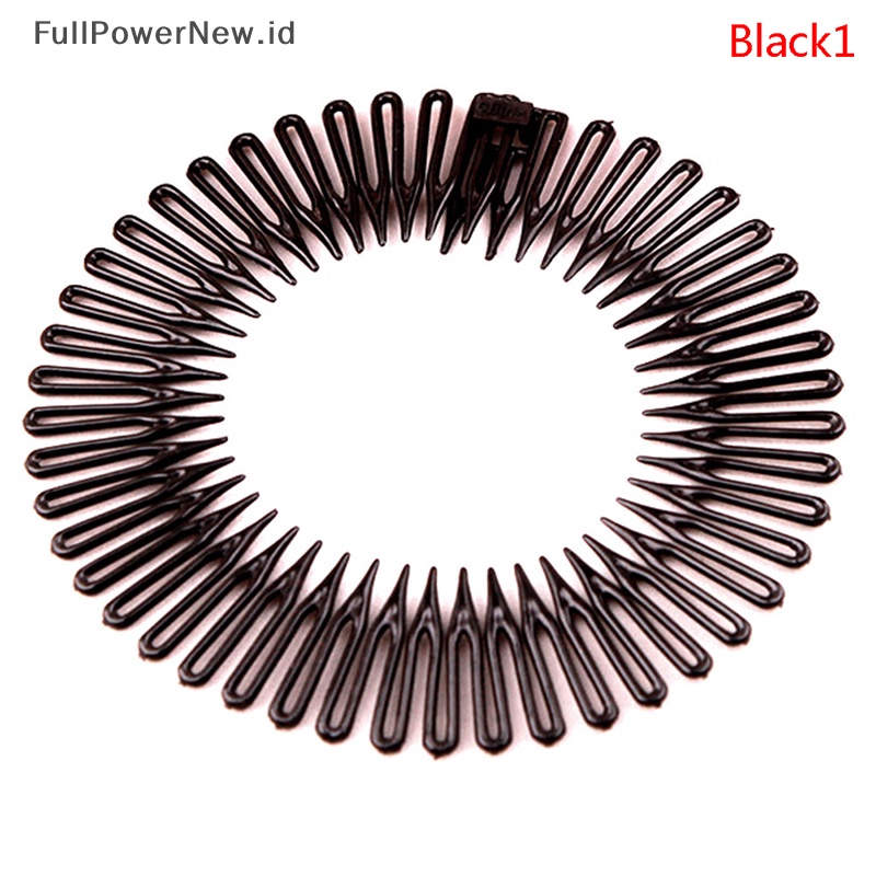 Power Wanita Plastik Lingkaran Penuh Stretch Diamond Flexible Sisir Gigi Headband Hair Band ID