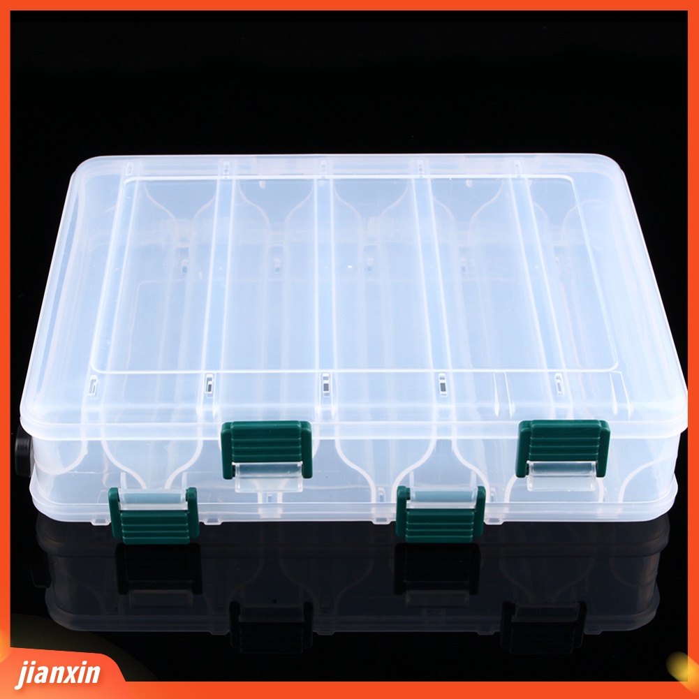 (In Stock) 20x16x4.5cm 10kompartemen Plastik Umpan Pancing Tackle Box Tempat Penyimpanan