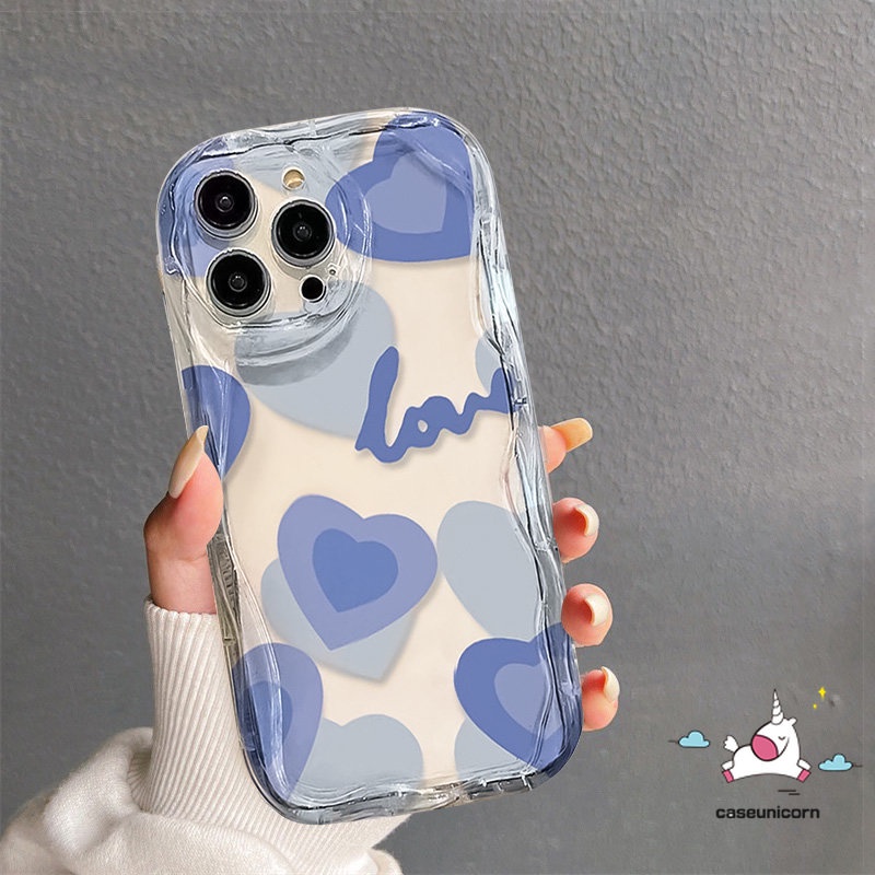 Untuk Realme C55 C35 C15 C53 C31 9i 5 7i 6i 5s 5i C21Y C12 C25Y C25 C11 C20 C25s C33 C30 C21 C3 C17 C2 C20A C1 Art Watercolour Macaron Love Heart Letter Lembut 3D Bergelombang Curved Edge Case