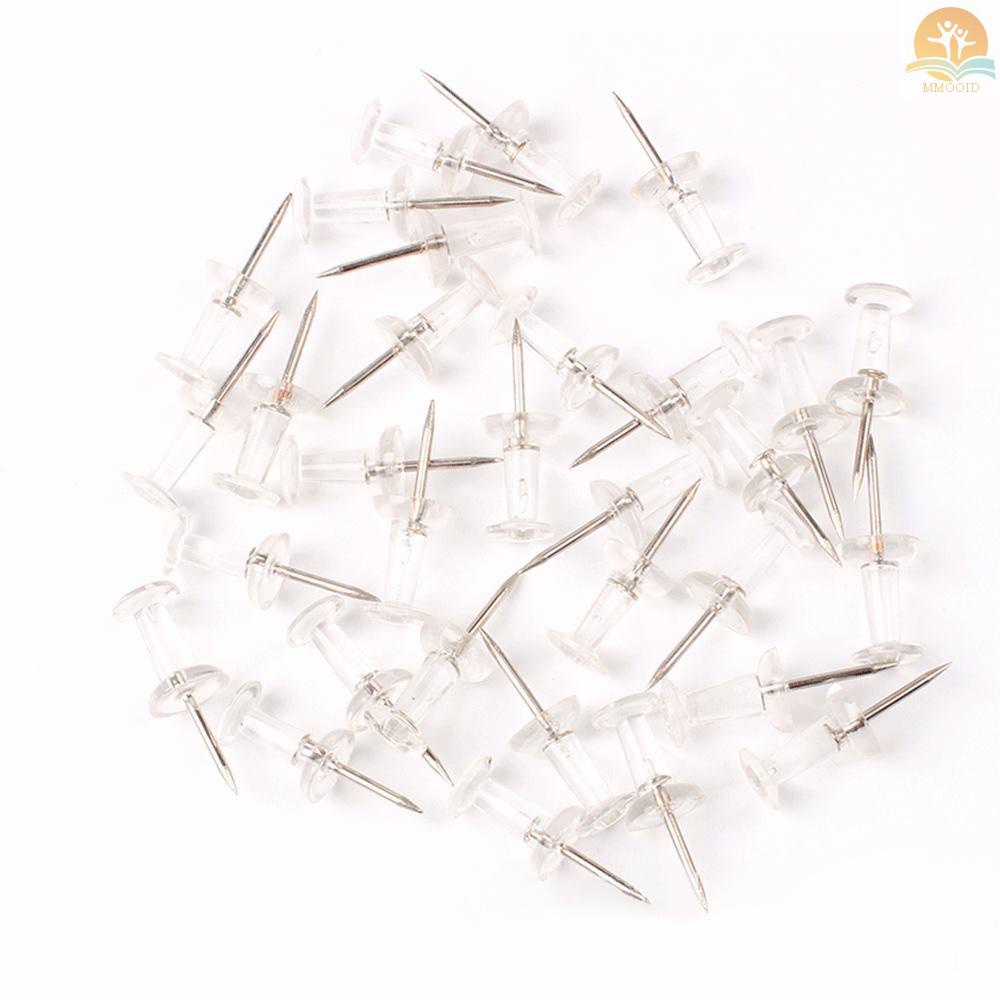 In Stock 50pcs Push Pin Kepala Plastik Transparan Dengan Titik Logam Thumb Tacks Marking Pin Wall Tacks Map Pin Untuk Papan Buletin Papan Gabus Perlengkapan Rumah Kantor Sekolah