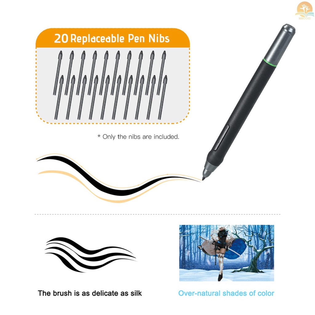 In Stock BOSTO 20pcs Replacement Nibs Pen Tips Compatible with All BOSTO Graphic Monitor Drawing  Battery Stylus Black