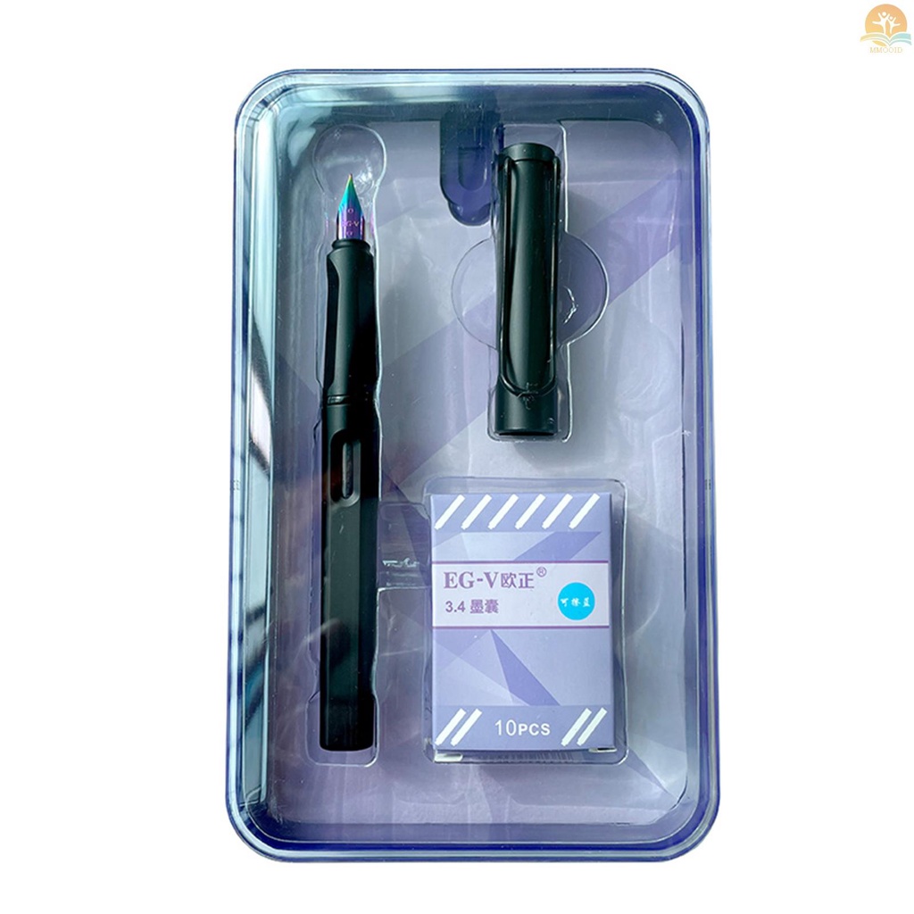 In Stock Fountain Pen Dengan Tinta Cartridge Morandi Metal Pen Case Iridium Pen Tip Pena Pena Pena Pena Pena Pena 0.38mm Nib Aliran Halus Untuk Mengambil Catatan Menggambar Kaligrafi Art