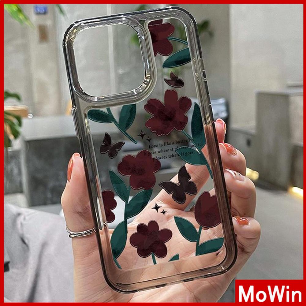 Case iPhone 14 Pro Max iPhone Case Space Hard Acrylic Phone Case Tombol Berlapis Shockproof Dark Red Flower Kompatibel dengan iPhone 13 Pro Max 12 Pro Max 11 Xr 6Plus 7Plus 8Plus