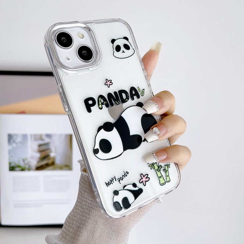 【Independent buttons】Clear Silicone Soft Case IPhone 6S 7 8 Plus SE XR XS Max 11 12 13 14 Pro Max 14 Plus Cute China Panda