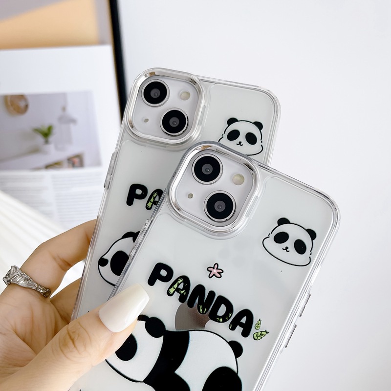 【Independent buttons】Clear Silicone Soft Case IPhone 6S 7 8 Plus SE XR XS Max 11 12 13 14 Pro Max 14 Plus Cute China Panda