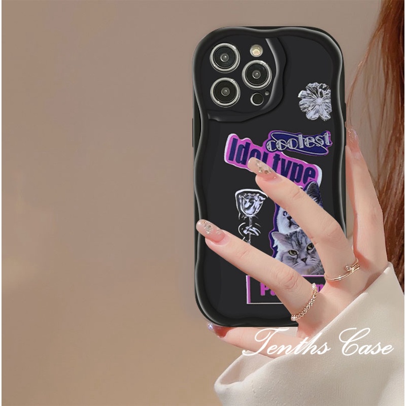 Kompatibel Untuk IPhone14 13 12 11 Pro Max8 7 6 6s Plus X Xr Xs Max SE 2020 3D Lengkung Gelombang Tepi Rose Cat Phone Case