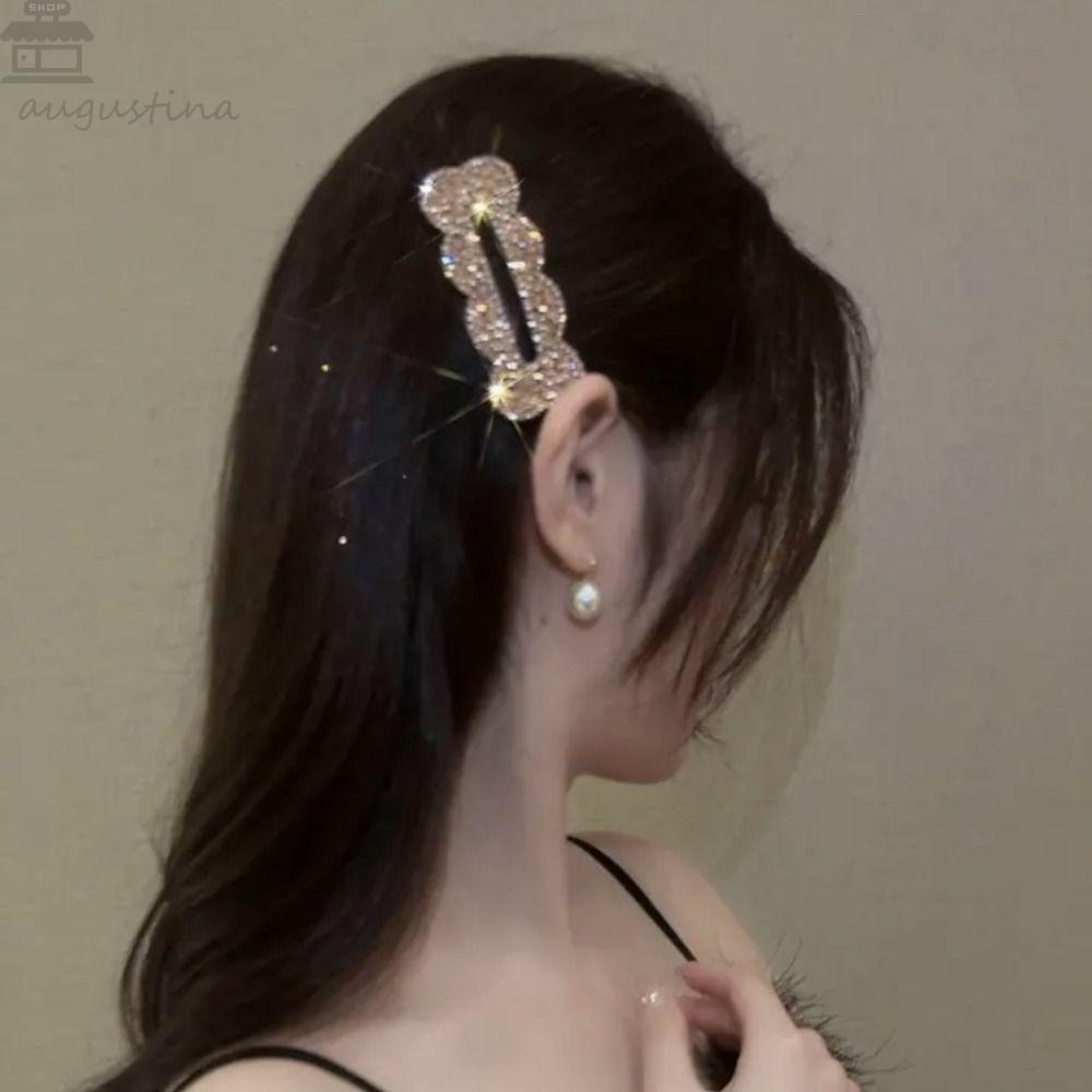 AUGUSTINA Wanita Klip Rambut Hiasan Kepala Mode Warna Solid Aksesoris Styling Rambut Aksesoris Rambut Indah Mengkilap Vintage Alloy Jepit Rambut
