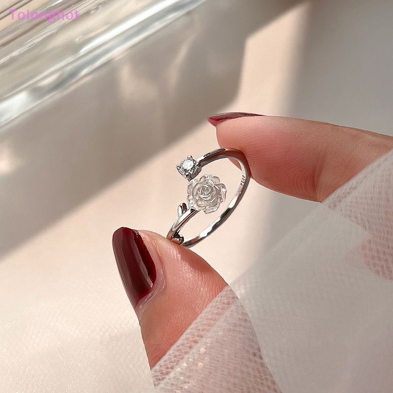 Tolonghot&gt; Vintage Bunga Mawar Camelia Cincin Untuk Wanita Gaya Korea Pembukaan Adjustable Mode Jari Cincin Pengantin Pernikahan Pertunangan Pesta Perhiasan well