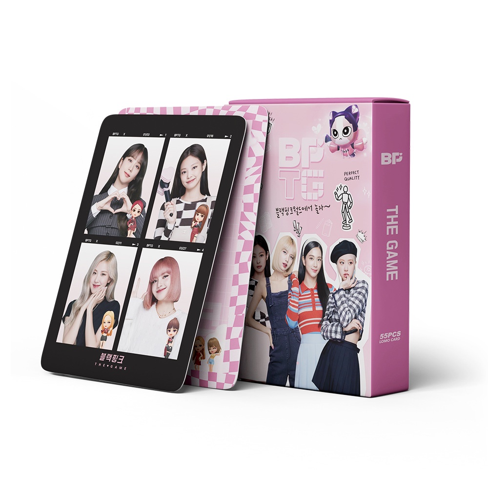 55pcs /box Hitam-Pink BPTG Photocards THE GAME Album JENNIE JISOO LISA ROSE Lomo Kartu Black Pink Kpop Postcards Collection Series
