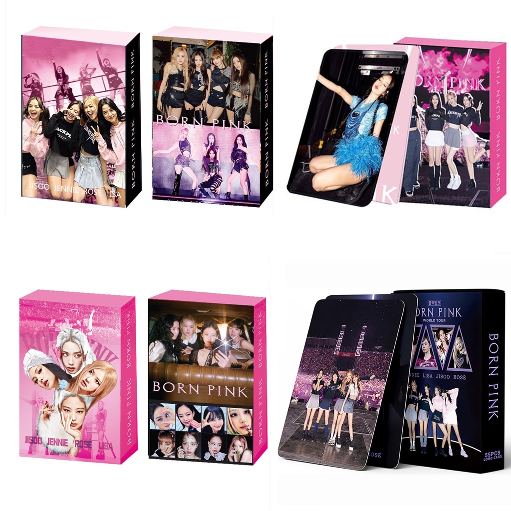 55pcs /box Hitam-Pink BORNPINK Photocards WORLD TOUR Concert Kartu Lomo LISA JENNIE ROSE JISOO Black Pink Kpop Postcards