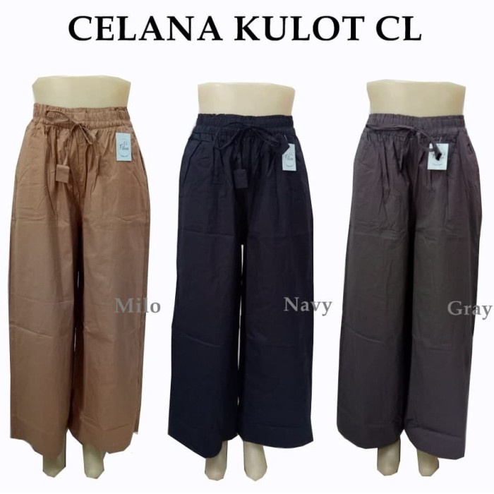 Terlaris COD Termurah Celana Kulot Wanita Jumbo , Kulot Coullote Katun Street - Hitam