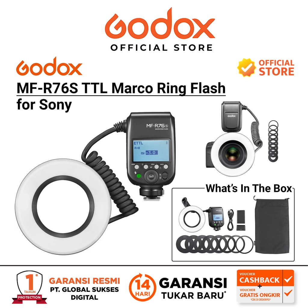 Godox MF-R76S TTL Marco Ring Flash for Sony