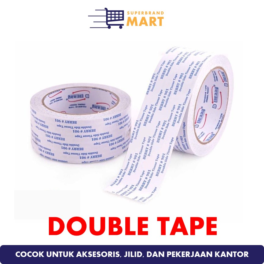 

Isolasi Double Tape Berry Tape Isolatip Bolak Balik Super Rekat Selotip Solatip Dobel Tape 6mm 24mm