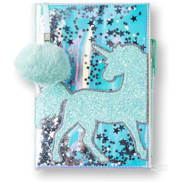 

✨BISA COD✨ -JUSTICE SHAKY GLITTER UNICORN DIARY WITH PEN - DIARY JUSTICE