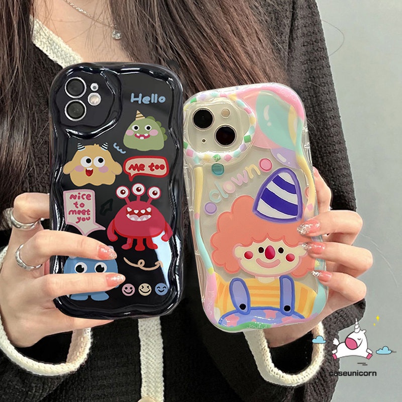 Kartun Little Monster Phone Case Untuk Infinix Smart 6Plus 5 6 7 Hot20 11 12 9 10 30 8 Mainkan Panas8 30i 9 10Lite Note 12 G96 12 4G Kreatif Lucu Badut Lembut 3D Bergelombang Melengkung Penutup Tepi