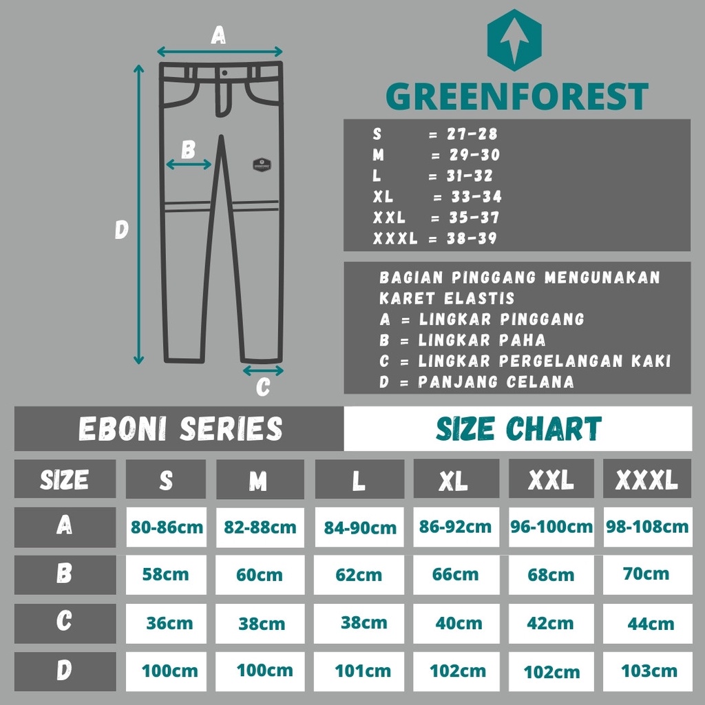 Celana Gunung Sambung 2 in 1 Celana Kargo Cargo Quickdry Greenforest Eboni