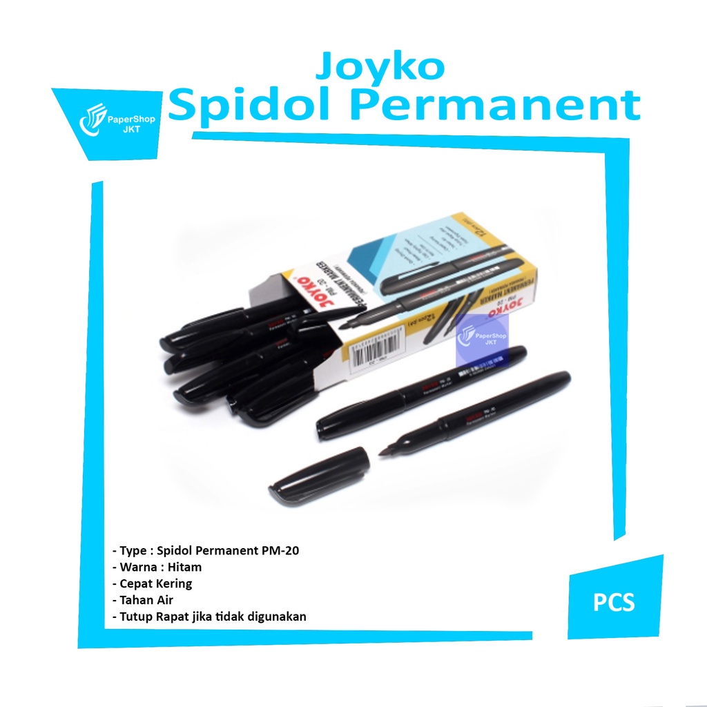 

JOYKO - Spidol Permanent Marker PM-20 Hitam - Pcs