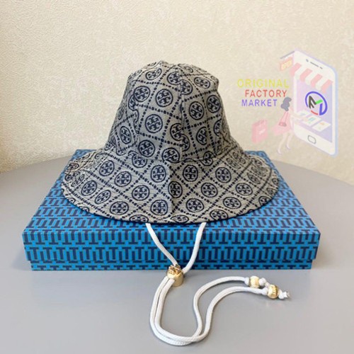 VS TOPI TORY BURCH Bucket Hat T Monogram Jacquard Royal Navy ORIGINAL