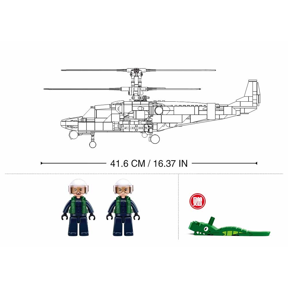 Mainan Balok Susun Sluban Model Helikopter KA-52S Gunship M38-B1138