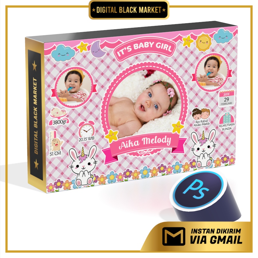 ID525 - 50 Biodata Baby for PSD Only V.3 | Template Biodata Bayi Eksklusif untuk Desain Kreatif & Pr