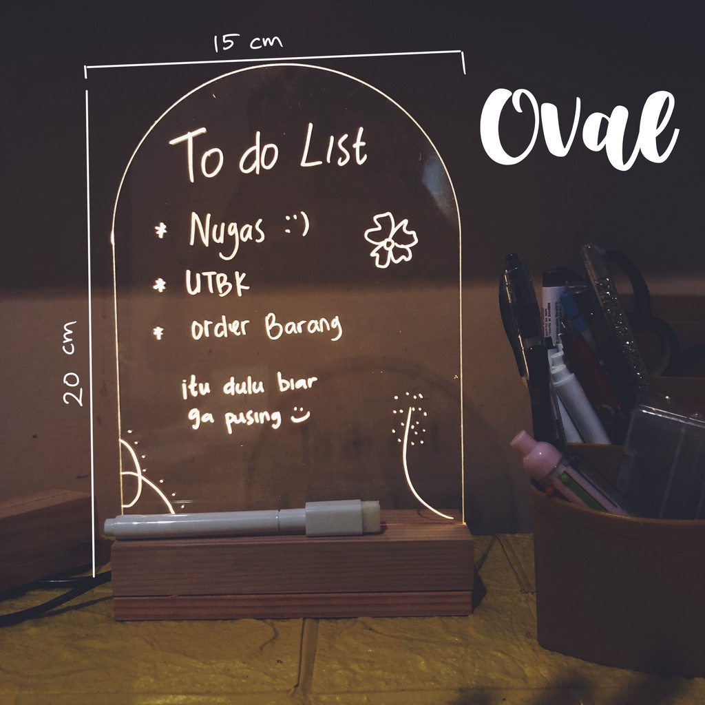 akrilik polos adan standing led acrylic planner / to do list / planning / schedule board / a day in 
