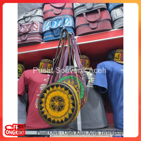 Tas selempang bulat mini khas Aceh | tas selempang cewek full bordir