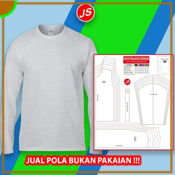 Pola Jiplak Kaos Lengan Panjang Dewasa | Aneka Pola