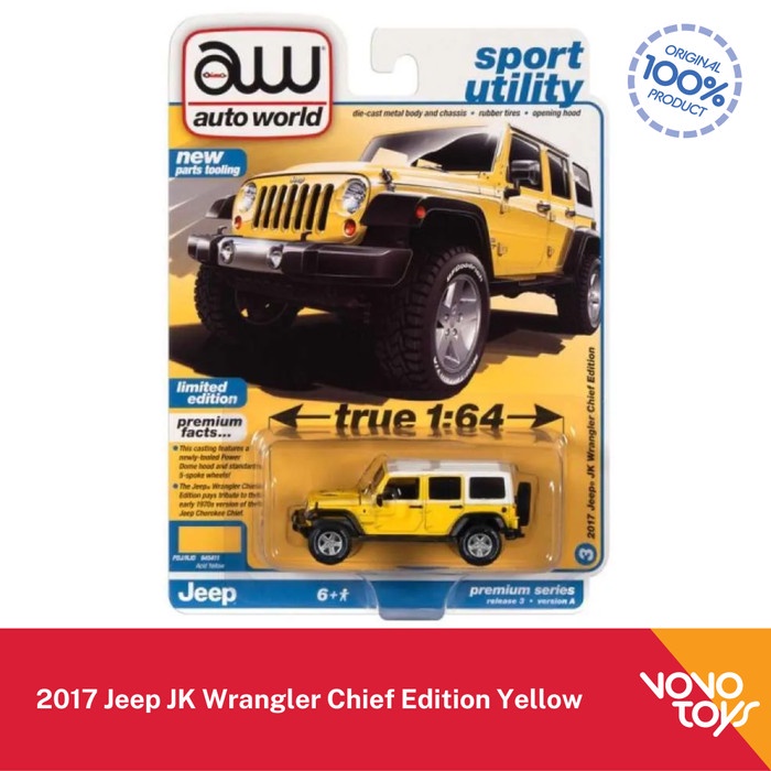 Autoworld 1/64 2017 Jeep JK Wrangler Chief Edition Yellow
