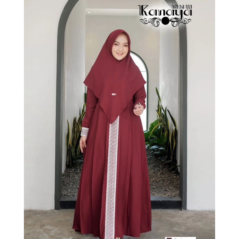 BESTPROMO Gamis Syari Kanaya Set Khimar Wanita Dewasa Jumbo Busui Terbaru