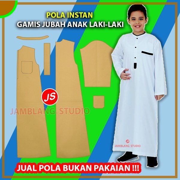 Pola Instan Gamis Jubah  Anak Laki-Laki | Aneka Pola
