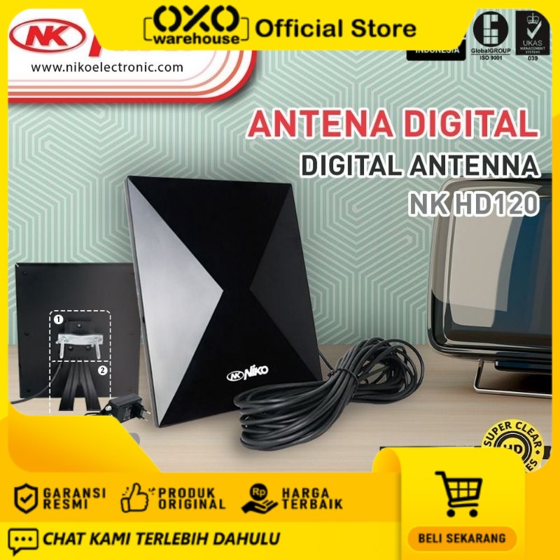 Niko Antena TV Digital Dalam + Luar / Indoor + Outdoor HDTV NK HD120