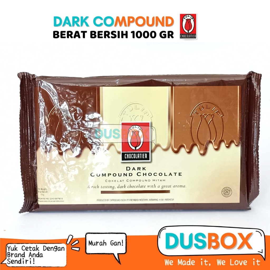 

Tulip Dark Compound 1 kg / Coklat Batangan / Dark Chocolate Compound / Coklat Compound 1 kg