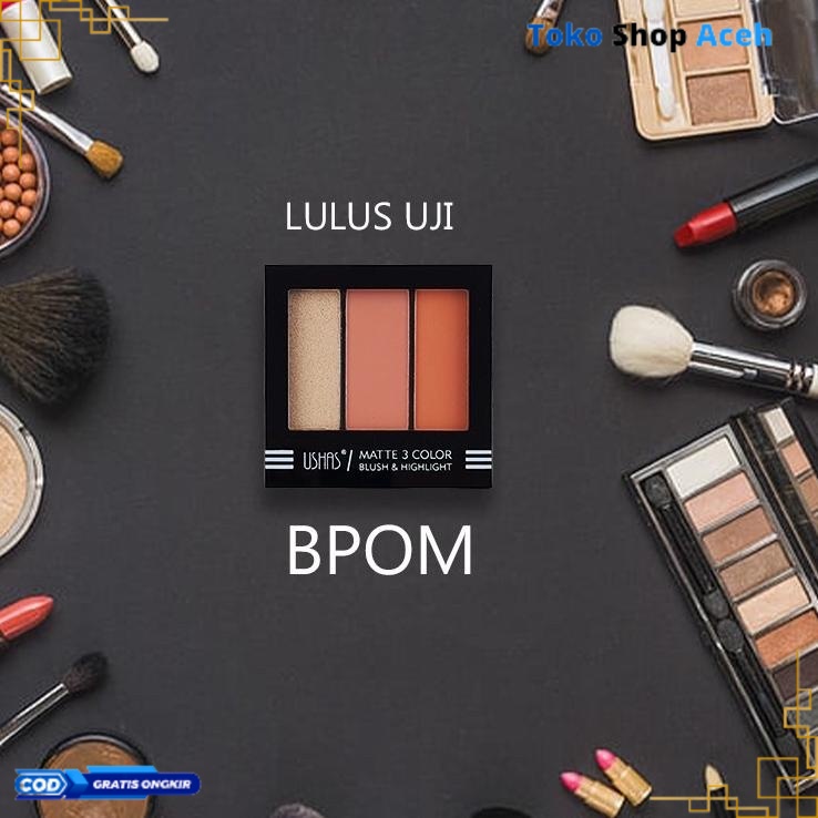 [PROMO]  Blush&highlighter ushas / USHAS Blush On + Highlight Matte 3 Color