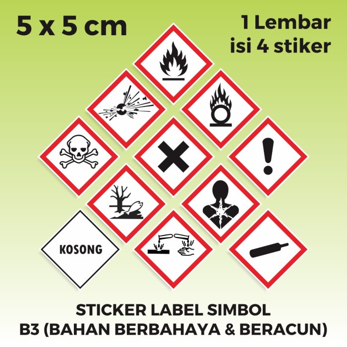 

Sticker Simbol B3 Stiker Label Bahan Berbahaya dan Beracun 5 x 5 cm (4 pcs)