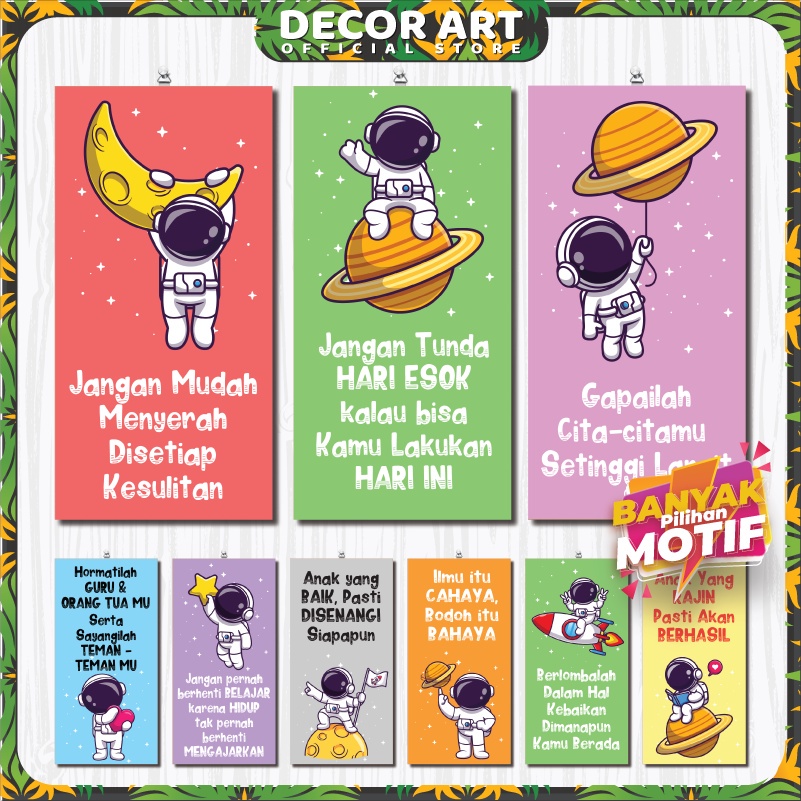 Decor Art 15x30 Cm - Wall Decor Dekorasi Hiasan Dinding Kata Motivasi Anak Gambar Astronot Untuk Di 