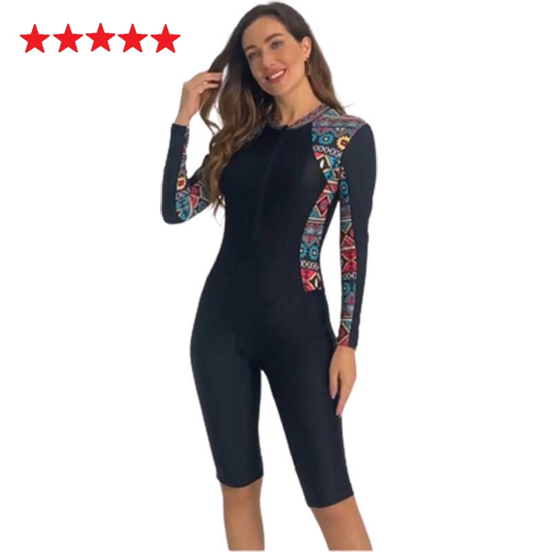 Baju Renang Pakaian Pantai Celana Cropped Surfing Rashguard Lengan Muslim Panjang Wanita Surfing Dengan Pad Yang Dapat Dilepas Plus Ukuran Diving Setelan Berenang