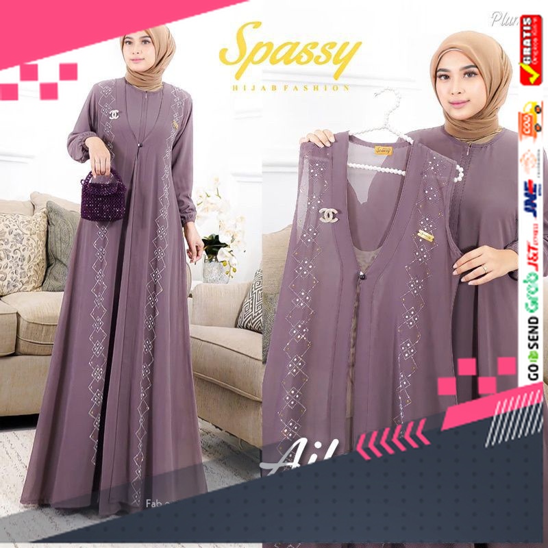 BAJU GAMIS MODEL BARU TERMURAH STYLE TRENDY /Baju Gamis Wanita Muslim Aileen Set Maxy Fashion Peremp